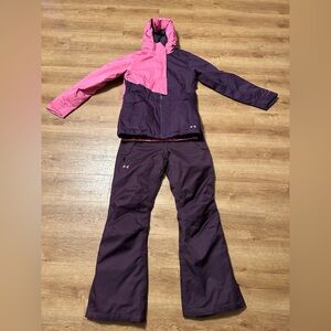 Under Armour Pink and Purple Ski Jacket and Pants Set. Size Small. Used twice.